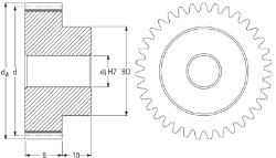 Ondrives Precision Gears and Gearboxes Part number  PSG0.8-21 Spur Gear