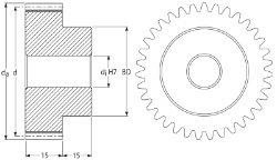 Ondrives Precision Gears and Gearboxes Part number  PSG1.5-68DL Spur Gear