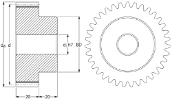 Ondrives Precision Gears and Gearboxes Part number  PSG2.0-21CI Spur Gear