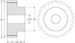 Ondrives Precision Gears and Gearboxes Part number  PSG2.5-19CI Spur Gear