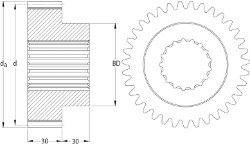 Ondrives Precision Gears and Gearboxes Part number  PSGS3.0-30 Spur Gear