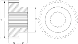 Ondrives Precision Gears and Gearboxes Part number  PSGS2.5-50 Spur Gear