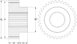 Ondrives Precision Gears and Gearboxes Part number  PSGS2.0-65 Spur Gear