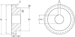 Ondrives Precision Gears and Gearboxes Part number  UPHG2.5-52LH-K