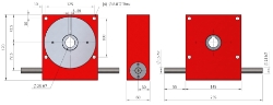 Drawing of Wormwheel gearbox shaft input with bore output made by Ondrives Precision Gears and Gearboxes