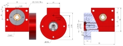 Drawing of Wormwheel gearbox bore input with bore output made by Ondrives Precision Gears and Gearboxes