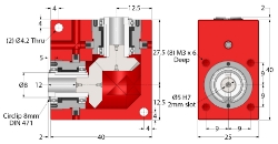 Drawing of Spiral Bevel Gearbox bore  input and output compact design made by Ondrives Precision Gears and Gearboxes