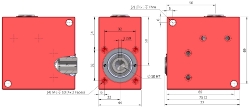 Drawing of Spiral Bevel Gearbox bore  input and output compact design made by Ondrives Precision Gears and Gearboxes
