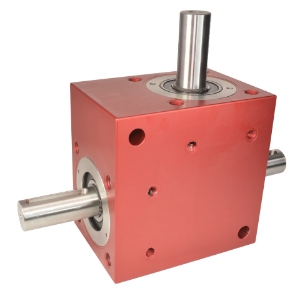 Spiral Bevel Gearbox shaft input and output compact design made by Ondrives Precision Gears and Gearboxes