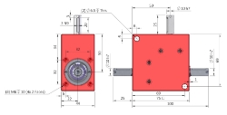 Drawing of Spiral Bevel Gearbox shaft input and output compact design made by Ondrives Precision Gears and Gearboxes