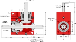 Drawing of Spiral Bevel Gearbox shaft input and output compact design made by Ondrives Precision Gears and Gearboxes