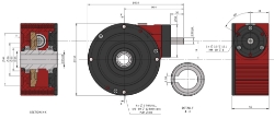 High Ratio Hypoid gearbox reducer drawing shaft input and bore output compact design made by Ondrives Precision Gears and Gearboxes