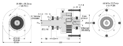 Drawing of Servo Gearbox bore input, shaft output compact design made by Ondrives Precision Gears and Gearboxes